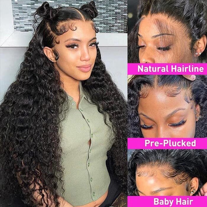 360 Deep Wave Lace Front Wigs With Virgin Human Hair Glueless Baby Hair Pre Plucked For Black Women ｜QT Hair