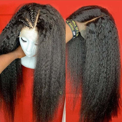 13x4 Kinky Straight Lace Frontal Wigs Pre Plucked Yaki Virgin Human Hair ｜QT Hair
