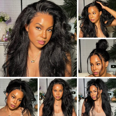 13x4 Kinky Straight Lace Frontal Wigs Pre Plucked Yaki Virgin Human Hair ｜QT Hair