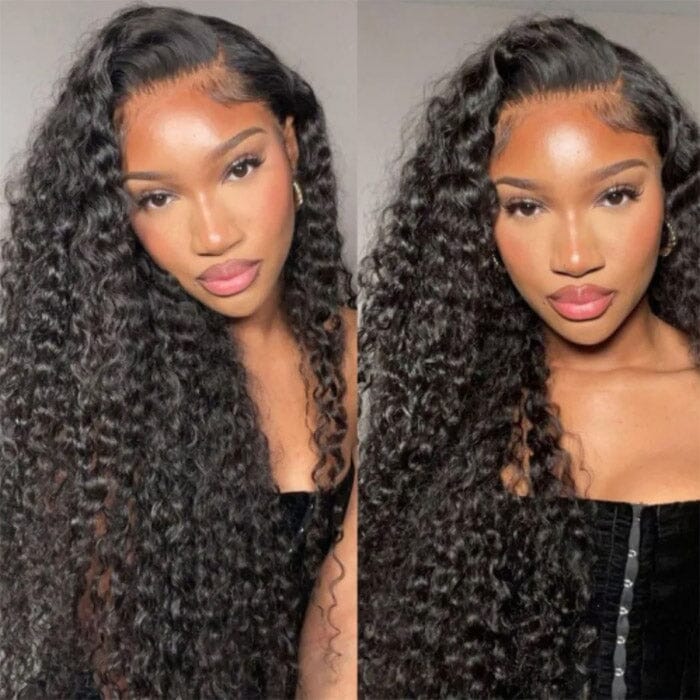 13x4 Transparent Lace Frontal Wigs Deep Wave Human Hair Wigs Pre Plucked ｜QT Hair