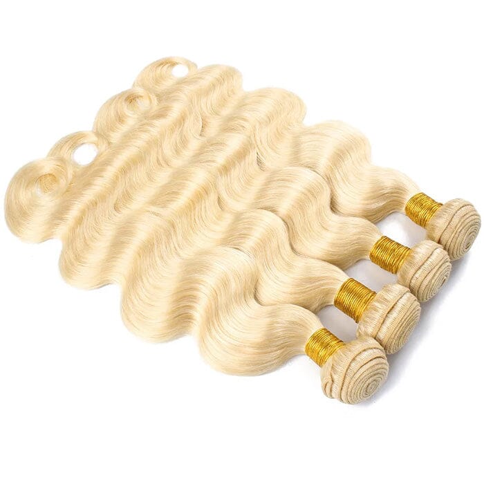 Indian Body Wave Human Hair 613 Blonde 4 Bundles with 4x4 Lace Closure ｜QT Hair