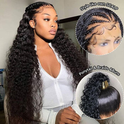 360 Deep Wave Lace Front Wigs With Virgin Human Hair Glueless Baby Hair Pre Plucked For Black Women ｜QT Hair