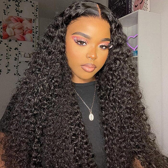 360 Jerry Curly Wave Lace Front Wigs Pre Plucked With Baby Hair 150% Density Natural Black Color Wigs For Blcak Women ｜QT Hair