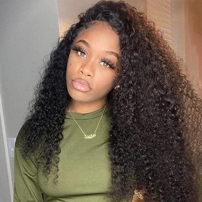 360 Jerry Curly Wave Lace Front Wigs Pre Plucked With Baby Hair 150% Density Natural Black Color Wigs For Blcak Women ｜QT Hair