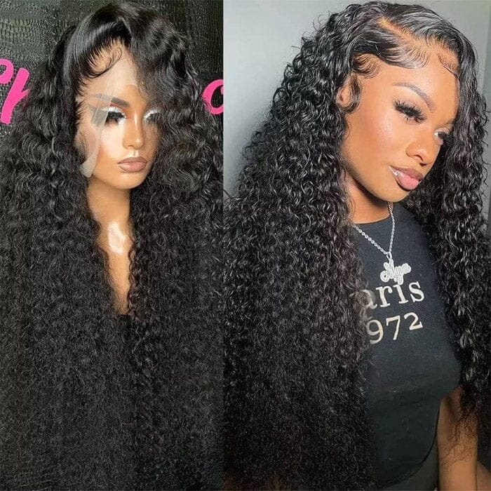 360 Jerry Curly Wave Lace Front Wigs Pre Plucked With Baby Hair 150% Density Natural Black Color Wigs For Blcak Women ｜QT Hair