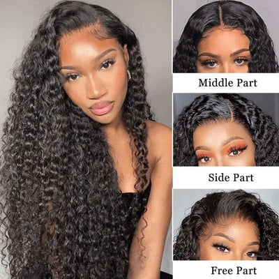 360 Jerry Curly Wave Lace Front Wigs Pre Plucked With Baby Hair 150% Density Natural Black Color Wigs For Blcak Women