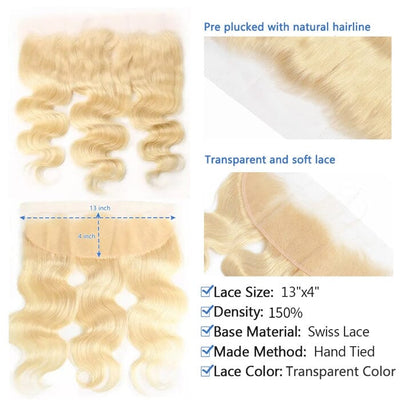 613 Color Human Hair Bundles 3 Pcs Malaysian Body Wave with 13x4 Lace Frontal ｜QT Hair