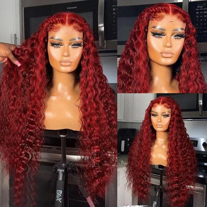 70% Off 13x4 Lace Frontal Wig Color 99J Deep Wave Human Hair Flash Sale ｜QT Hair