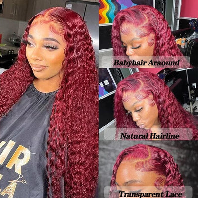 70% Off 13x4 Lace Frontal Wig Color 99J Deep Wave Human Hair Flash Sale ｜QT Hair