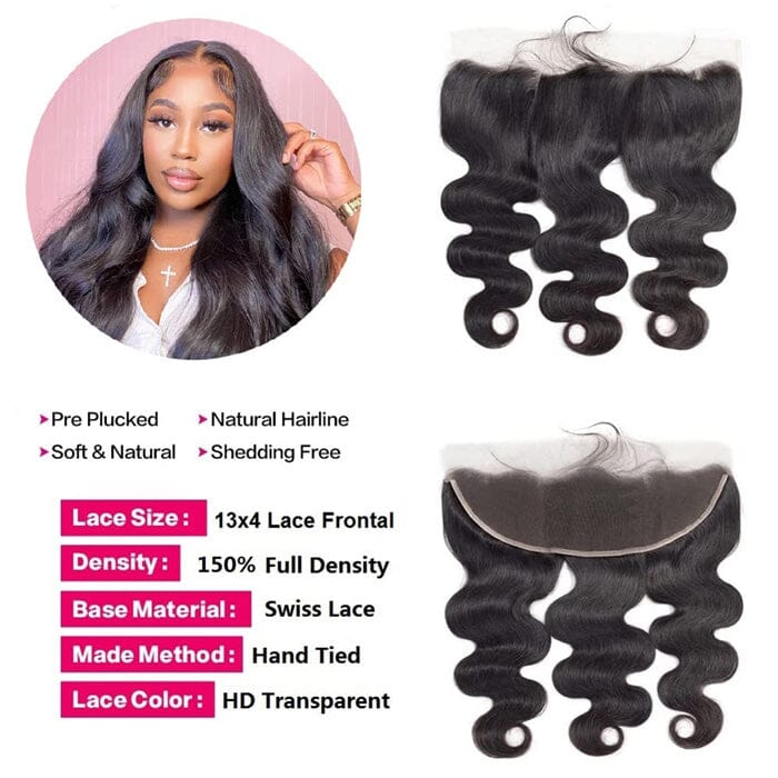 Body Wave 13x4 Lace Frontal with Baby Hair Pre Plucked Virgin Human Hair
