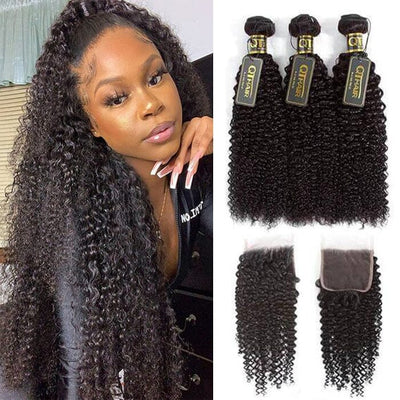 QT Hair Brazilian Jerry Curly Virgin Human Hair Bundles with Lace Closure or Frontal ｜QT Hair