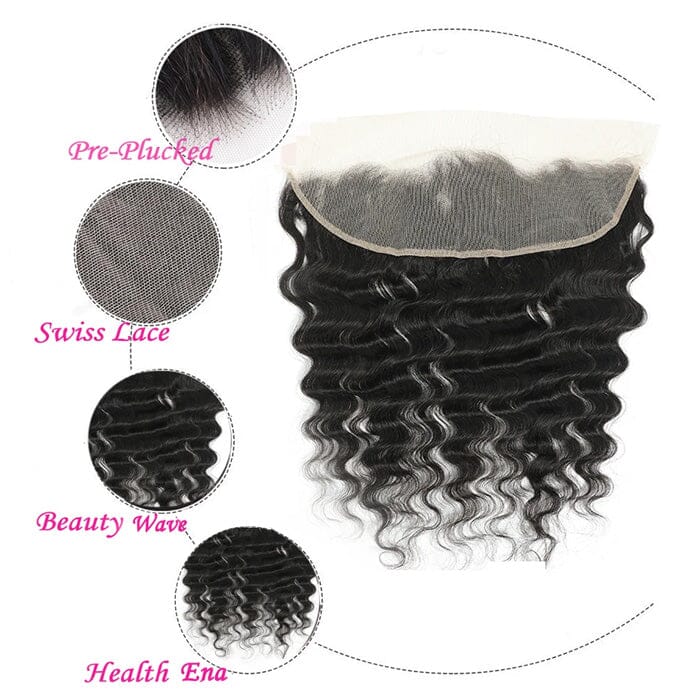 Peruvian Loose Deep Wave Human Hair 3 Bundles with 13x4 Transparent Lace Frontal