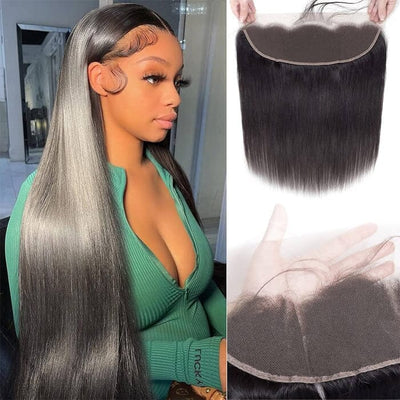 Straight Malaysian Human Hair 4 Bundles with Frontal Natural Black Color for Women ｜QT Hair