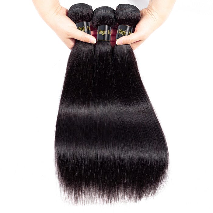 Brazilian Virgin Human Hair 3 Bundles Straight Extensions 100% Human Hair ｜QT Hair