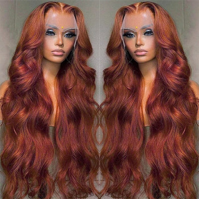 Color 33 Reddish Brown 13x4 13x6 Lace Frontal Wigs Pre Plucked Human Hair ｜QT Hair