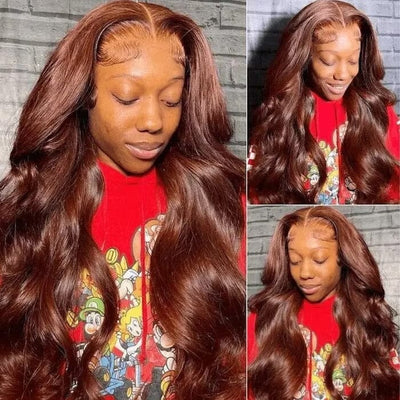 Color 33 Reddish Brown 13x4 13x6 Lace Frontal Wigs Pre Plucked Human Hair ｜QT Hair