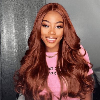 Color 33 Reddish Brown 13x4 13x6 Lace Frontal Wigs Pre Plucked Human Hair ｜QT Hair