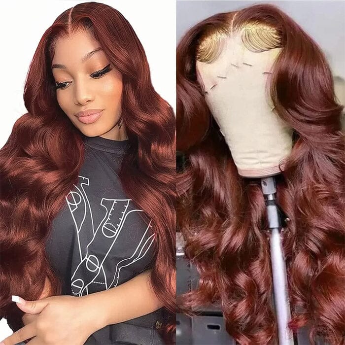 Color 33 Reddish Brown 13x4 13x6 Lace Frontal Wigs Pre Plucked Human Hair ｜QT Hair