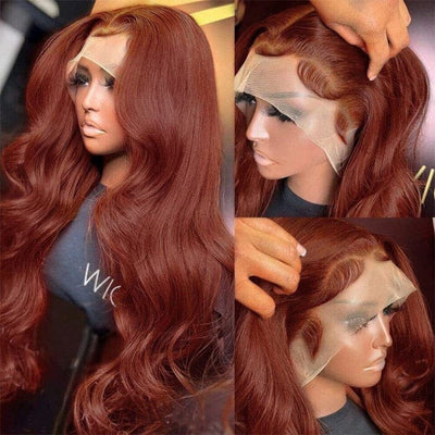 Color 33 Reddish Brown 13x4 13x6 Lace Frontal Wigs Pre Plucked Human Hair ｜QT Hair