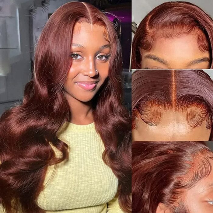 Color 33 Reddish Brown 13x4 13x6 Lace Frontal Wigs Pre Plucked Human Hair ｜QT Hair