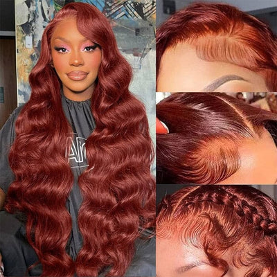 Color 33 Reddish Brown 13x4 13x6 Lace Frontal Wigs Pre Plucked Human Hair ｜QT Hair