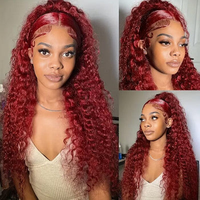 70% Off 13x4 Lace Frontal Wig Color 99J Deep Wave Human Hair Flash Sale ｜QT Hair