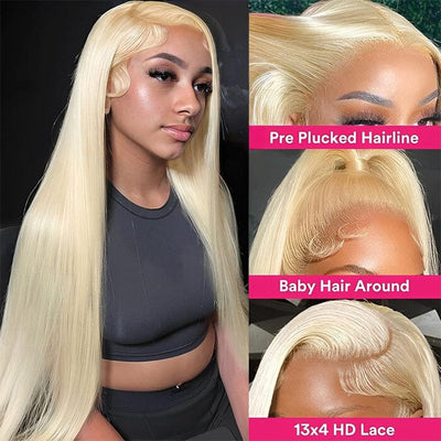 HD Lace Frontal Wig Human Hair 613 Honey Blonde 5x5 HD Transparent Lace Closure Wig ｜QT Hair