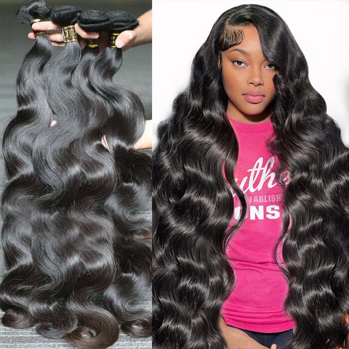 Indian Body Wave Hair Weave 4 Bundles Deals Natural Black Human Hair Weave ｜QT Hair