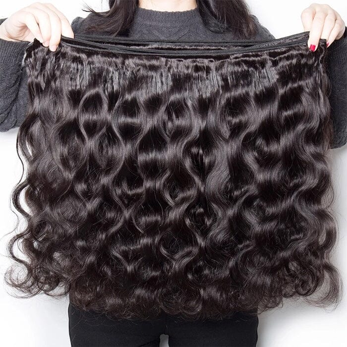 Indian Raw Hair Body Wave 4 Bundles Virgin Human Hair Weave with Lace Closure ｜QT Hair