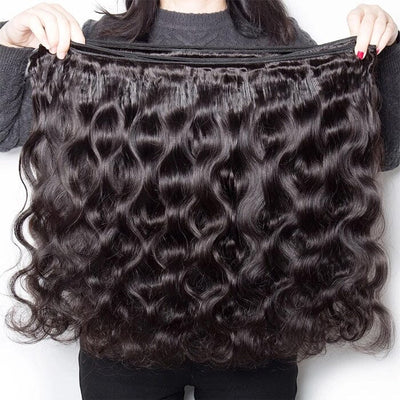 Indian Body Wave Virgin Human Hair 3 Bundles with 4x4 Lace Closure