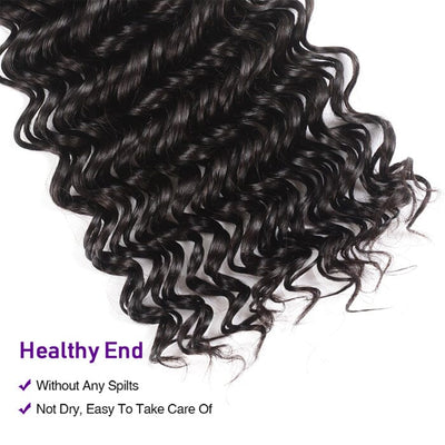 Brazilian Deep Wave 3 Bundles with 13x4 Lace Frontal Unprocessed Virgin Human Hair ｜QT Hair