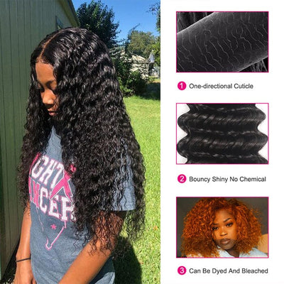 Brazilian Deep Wave Human Hair 4 Bundles with 4*4 Lace Closure with Baby Hair