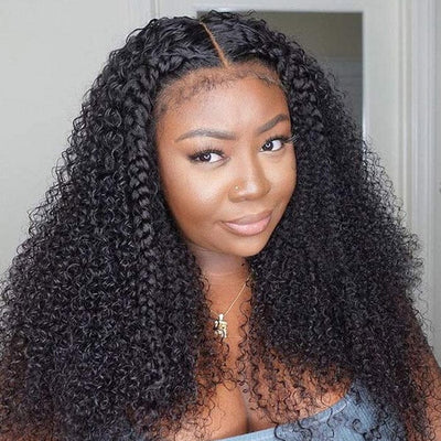 Kinky Curly 13x4 Lace Front Wigs with Curly Edge Human Hair 180% Density ｜QT Hair