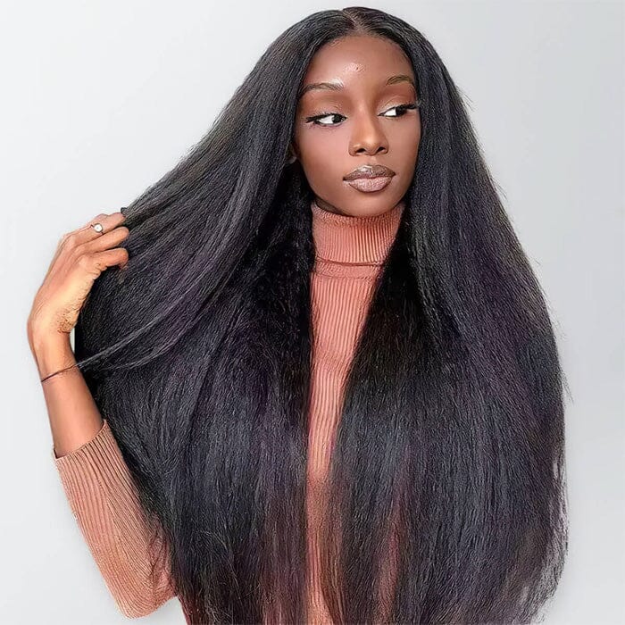 Kinky Straight HD Transparent Lace Closure Wigs Yaki Straight Virgin Human Hair ｜QT Hair