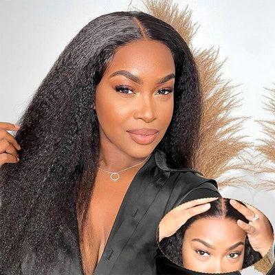 Kinky Straight HD Transparent Lace Closure Wigs Yaki Straight Virgin Human Hair ｜QT Hair