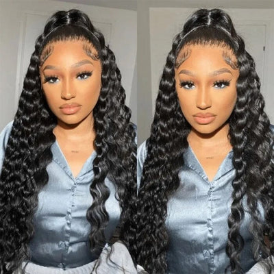 Loose Deep Wave 13x6 HD Lace Frontal Wigs Human Hair with Baby Hair Pre-Plucked ｜QT Hair