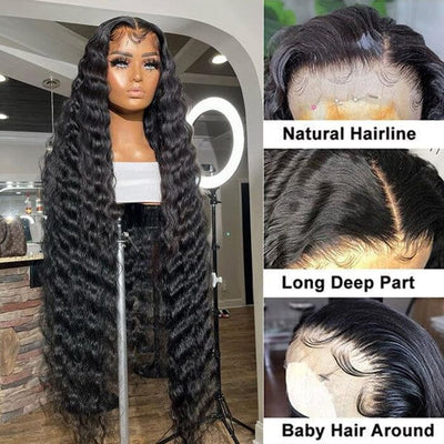 Loose Deep Wave 13x6 HD Lace Frontal Wigs Human Hair with Baby Hair Pre-Plucked ｜QT Hair