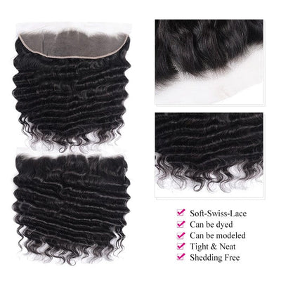 Loose Deep Wave 3 Bundles with Lace Frontal Virgin Human Hair Extensions ｜QT Hair