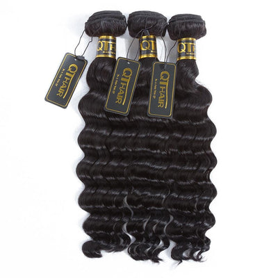 Loose Deep Wave Bundles Human Hair Weave Extensions Natural Black Color for Women