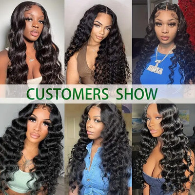 Loose Deep Wave Bundles Human Hair Weave Extensions Natural Black Color for Women ｜QT Hair