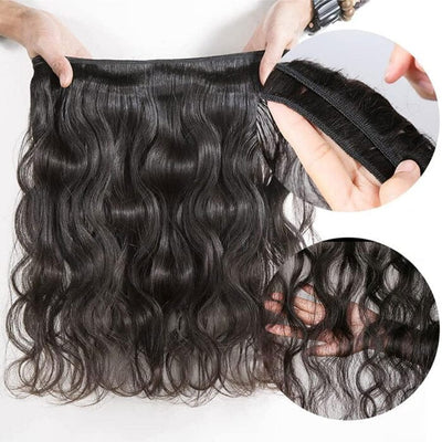Malaysian Hair Weave 13x4 Transparent Lace Frontal with 3 Bundles Body Wave