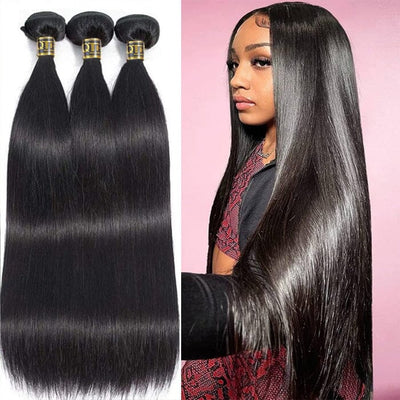 Indian 3 Bundles Straight Hair with 4*4 Lace Closure 100% Virgin Human Hair ｜QT Hair