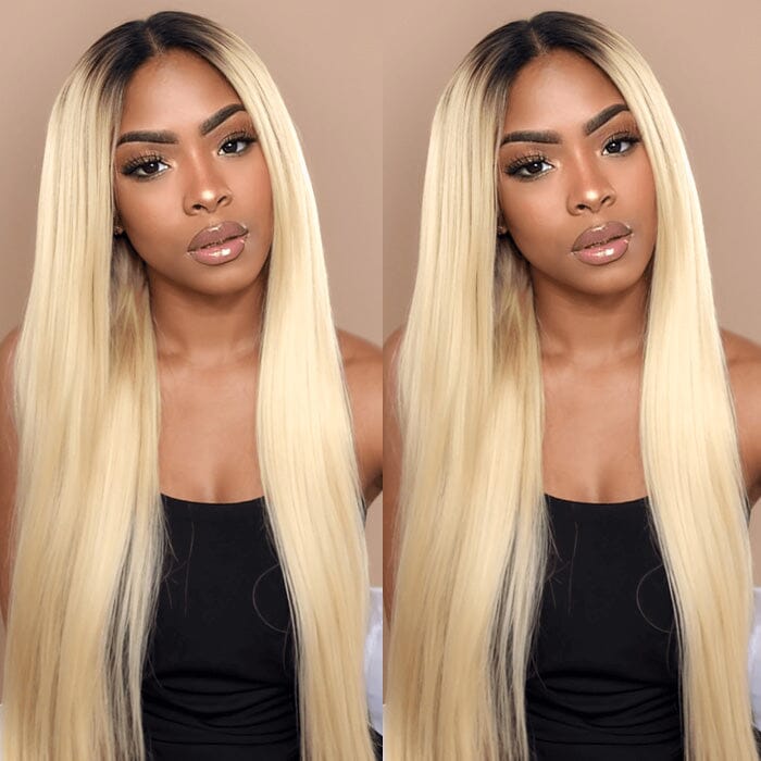 Ombre 1B/613 Dark Roots Blonde Body Wave Human Hair Extensions 3 Bundles ｜QT Hair