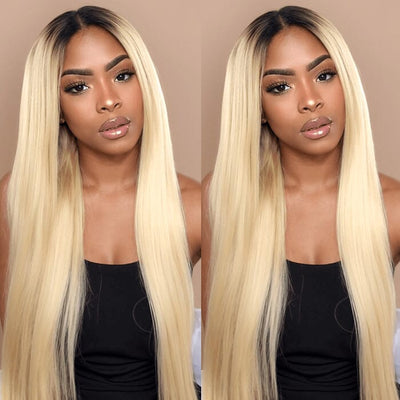 Ombre 1B/613 Dark Roots Blonde Body Wave Human Hair Extensions 3 Bundles ｜QT Hair
