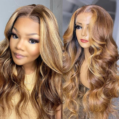 Ombre Highlight Lace Closure Wigs Pre Plucked Body Wave QT Human Hair ｜QT Hair