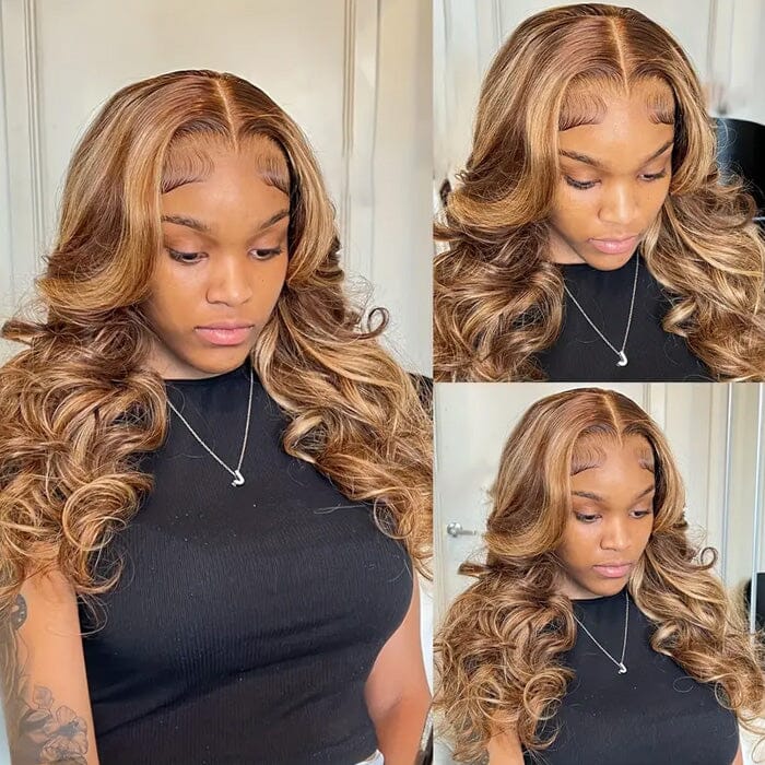 Ombre Highlight Lace Closure Wigs Pre Plucked Body Wave QT Human Hair ｜QT Hair