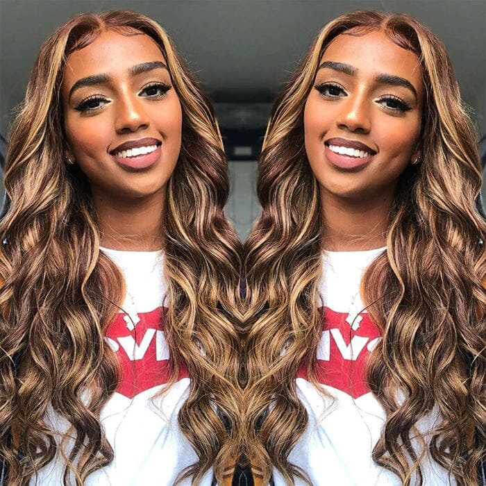 Ombre Highlight Lace Closure Wigs Pre Plucked Body Wave QT Human Hair ｜QT Hair