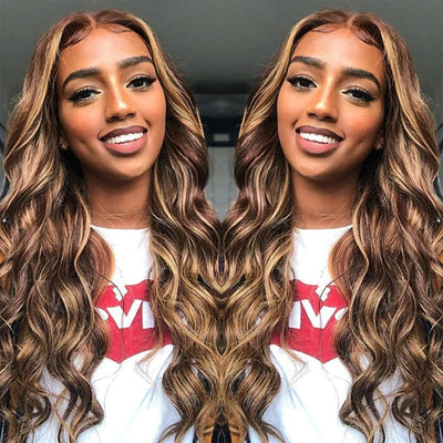 Ombre Highlight Lace Closure Wigs Pre Plucked Body Wave QT Human Hair ｜QT Hair