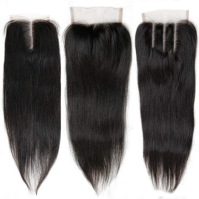 Indian 3 Bundles Straight Hair with 4*4 Lace Closure 100% Virgin Human Hair