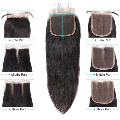 Peruvian 4x4 Transparent lace Closure Pre Plucked Silky Straight Virgin Human Hair ｜QT Hair